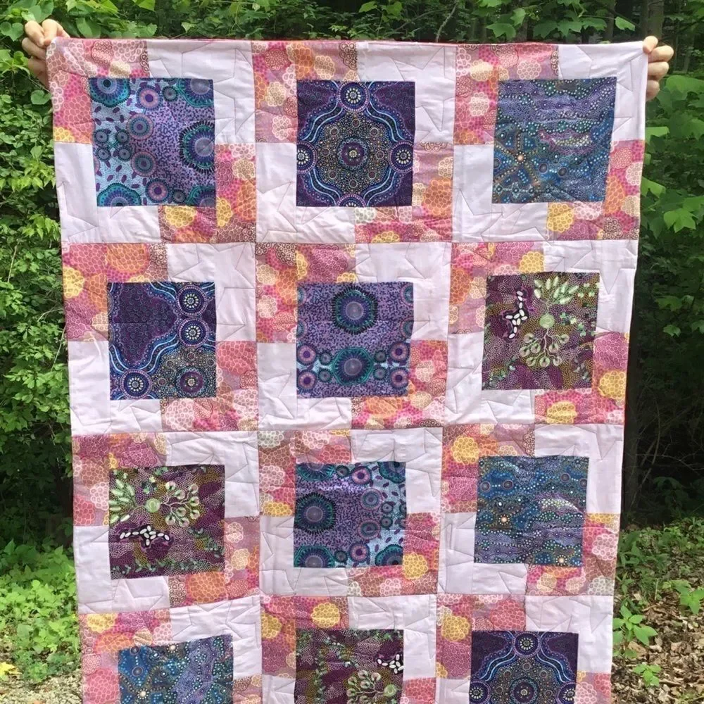 NWT Hand Crafted Purples & Pinks Quilt